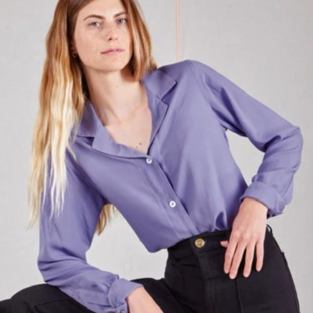 Big Bud Press Long Sleeve Button Up Pantry Top in Faded Grape